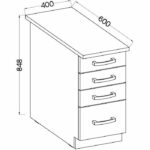 Low cabinet 4 drawers with worktop - matt gray - L 40 x D 51.6 x H 85 cm - lassen - Image 4