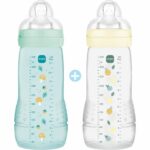 Set of 2 Bottles - MAM BABY - Easy Active - +6 months - 330 ml - X flow teat - Ice + Pearl