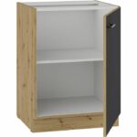 MODENA - Low cabinet - 1 hinged door - 60 cm - Artisan oak / Matt black - Worktop not included - Image 2