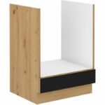 Low oven cabinet - MODENA - 60 cm - Artisan oak and matt black - CUISINIER