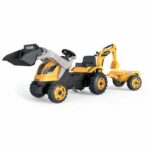 Builder Max pedal tractor + Trailer + Backhoe + Excavator - Smoby - Yellow