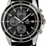 CASIO - Genuine Leather Watch - EDIFICE - Black