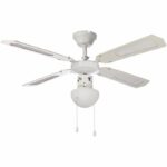 FARELEK - BALI Ø 107 cm - Reversible ceiling fan, 4 white blades / white canes + lighting - 112420 - Image 2