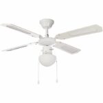 FARELEK - BALI Ø 107 cm - Reversible ceiling fan, 4 white blades / white canes + lighting - 112420