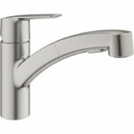 Kitchen faucet - Supersteel - Single lever sink mixer - Pull-out spray - 90° low swivel spout - GROHE Start - 30531DC1
