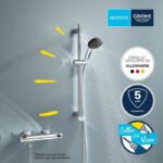 Shower set with thermostatic mixer, 1 jet shower head, 60cm bar and flexible hose - GROHE 34800001 - Water saving - Chrome - Image 5
