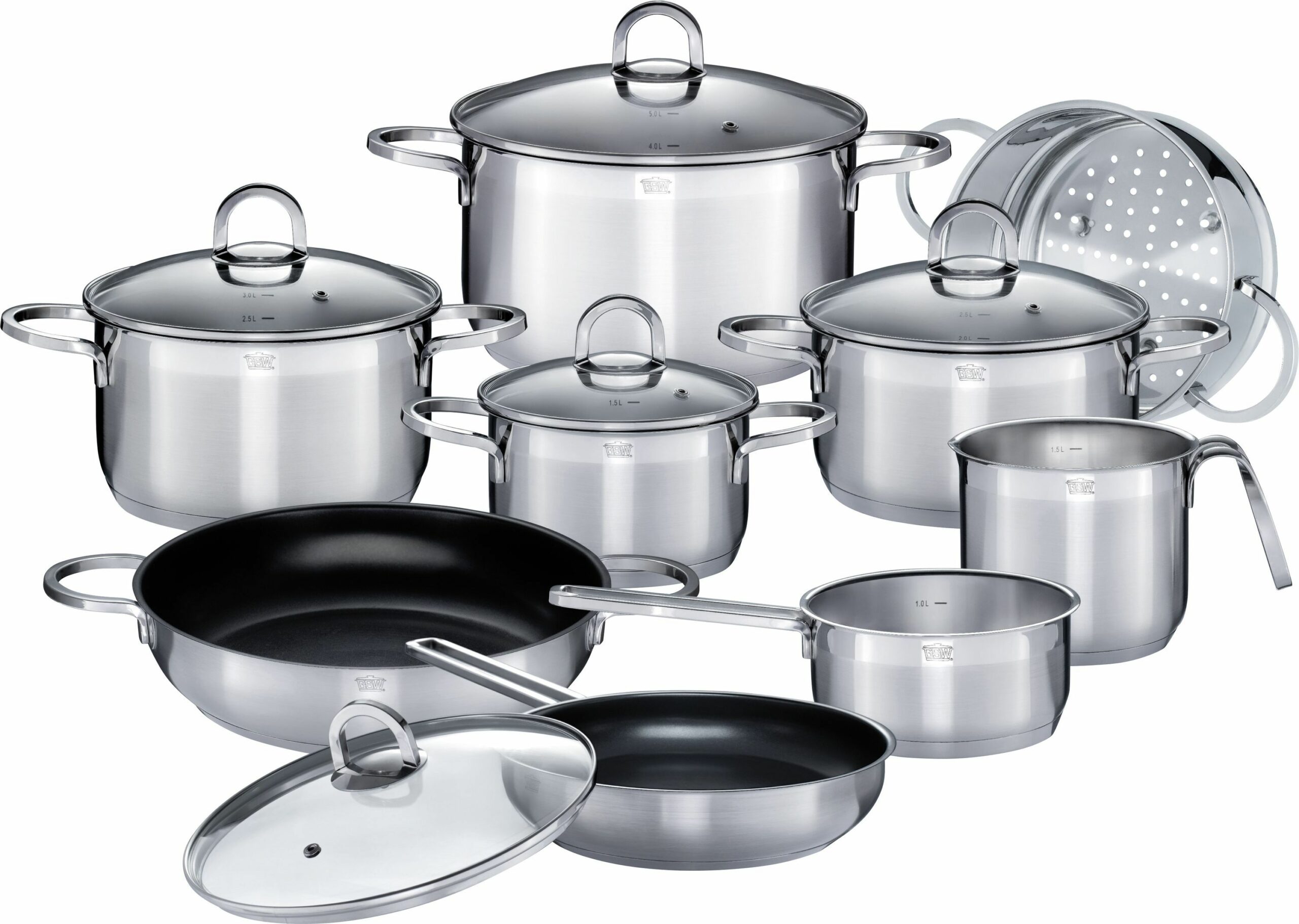 GSW Alara – Stainless steel cookware set 14 pieces – All heat sources ...