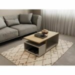 ACCESS rectangular coffee table - 3 Niches - Hamilton oak and white decor - L 91.8 x D 50 x H 36 cm - DEMEYERE - Image 2