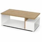 ACCESS rectangular coffee table - 3 Niches - Hamilton oak and white decor - L 91.8 x D 50 x H 36 cm - DEMEYERE - Image 4