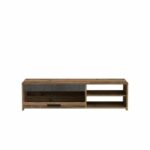 TV unit 1 drawer 2 niches - Old wood and dark gray concrete decor - L 120 x D 42.1 x H 31.8 cm - PACO - Image 5