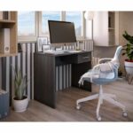 Small drawer desk - Ash gray melamine - 90 x 50 x 74 cm - Image 6