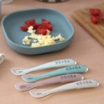 Set of 4 1st age silicone spoons Velvet grey/Sage green - Image 3