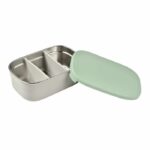 BEABA, Children's stainless steel lunch box, silicone lid and protective cover, Velvet gray and sage green - Image 4