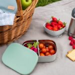 BEABA, Children's stainless steel lunch box, silicone lid and protective cover, Velvet gray and sage green - Image 6