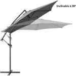 Deported parasol 3m diameter - Aluminum structure with 180g- gray polyester canvas - Tohota - Image 3