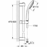Grohe Vitalio Joy0 shower set, Vitalio Joy 3 Jets shower head, 600mm bar, hose flexible 1750mm, 27333000 - Image 2