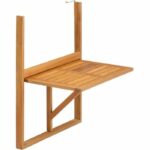 LILOU hanging balcony table - FSC acacia wood - Foldable - 60x44x80 cm - Image 2