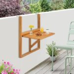 LILOU hanging balcony table - FSC acacia wood - Foldable - 60x44x80 cm - Image 5