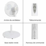 OCEANIC Pedestal fan - 45 W - Ø 44 cm - 3 speeds - Oscillating - Tilting - White – Bild 6
