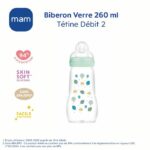MAM Glass Bottle - 260ml - 0 to 6 months - Teat Flow 2 - Blue - Image 2
