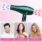 MORFONE 12-Piece Salon-Style Hairdryer Set in Green, 220V-240V, complete with hair clips, cushion comb and other accessories, fe - Image 4