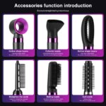 Strong Wind 6 in 1 Hair Styling Set Multifunctional Hot Air Comb Curling Iron Straightener for Drying Curling Straightening Shin - Image 4