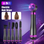 6 in 1 Blow Dryer Brush Hair Dryer Brush Air Curler Air Curling Wrap Styler Detachable Hot Air Brush  Hair Styling Tools for Dry