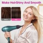 MORFONE 12-Piece Salon-Style Hairdryer Set in Green, 220V-240V, complete with hair clips, cushion comb and other accessories, fe - Image 3