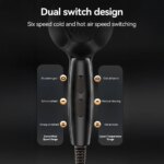 UK Plug 1800w Professional Hair Dryer Negative ion Blue Light Hair Care with Nozzles Travel Hot Cold Air Adjustment Blow dryer - Image 5