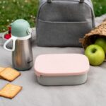 BEABA, Children's stainless steel lunch box, silicone lid and protective cover, Velvet gray and powder pink - Image 6