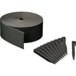 Garden edging – NATURE – Black – Recycled PE, thickness 3 mm – H7.5 cm x 10m – 10 black anchors – H19.5 x 1.9 x 1.8cm