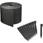 Garden edging – NATURE – Black – Recycled PE, thickness 3 mm – H15 cm x 10 m – 10 black anchors – H26.7 x 1.9 x 1.8cm